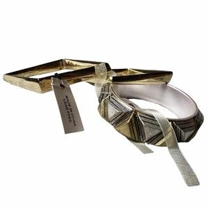 Natasha Couture 3-piece gold-tone Stacking Bangle Lead Free Bracelet Set NWT
